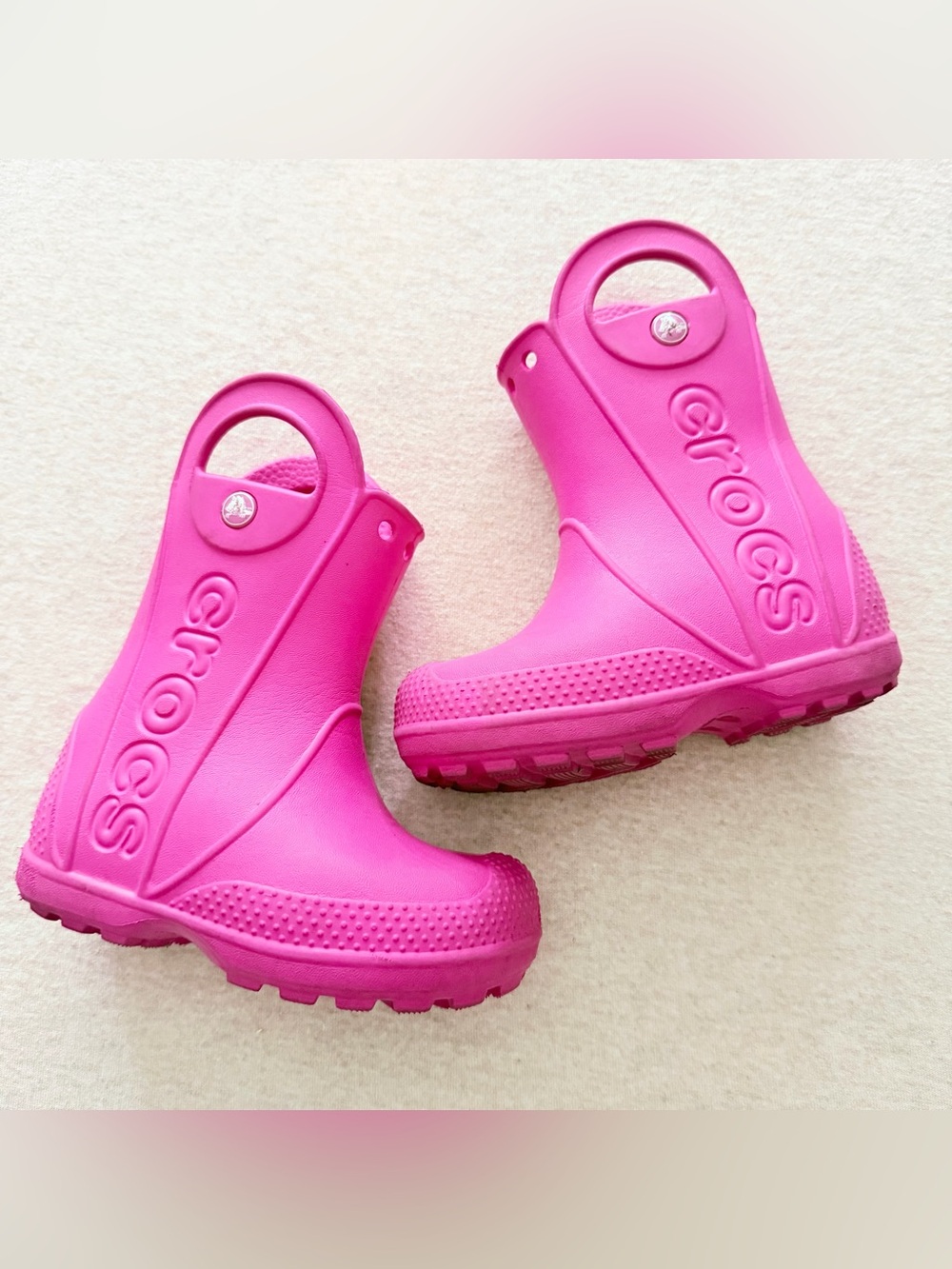 CROCS hot pink rain boots